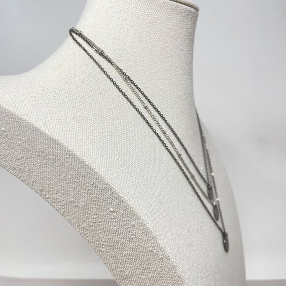 Multi Strand Necklace Black Goth Whimsigoth Sparkle Dressy Simple Minimal - Picture 5 of 8